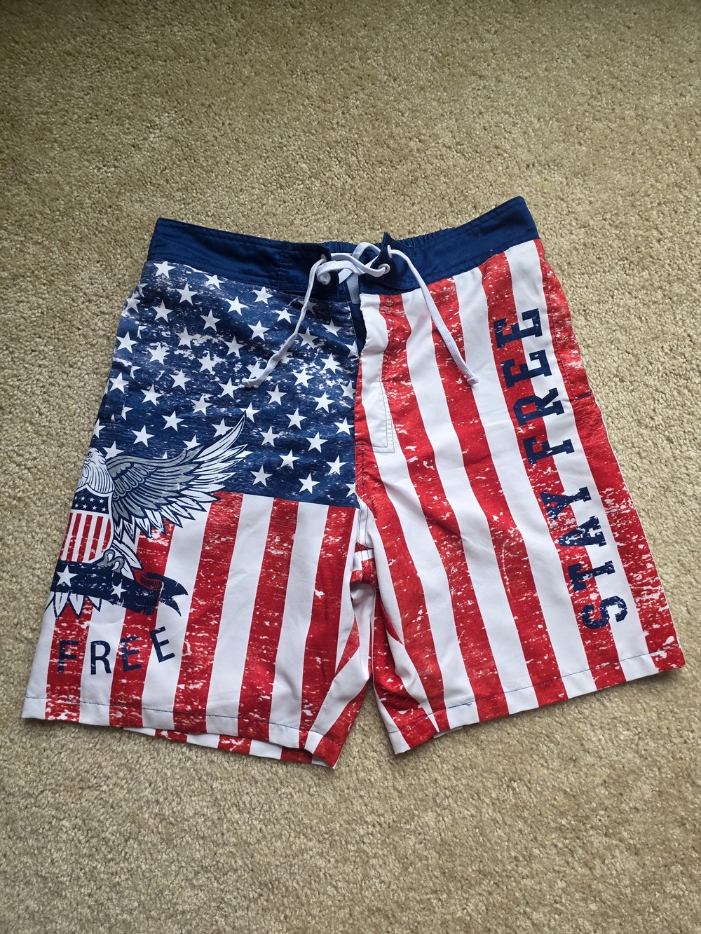 NEW Patriotic American Flag Board Shorts Sz L USA 4th Of July Memorial Day Beach